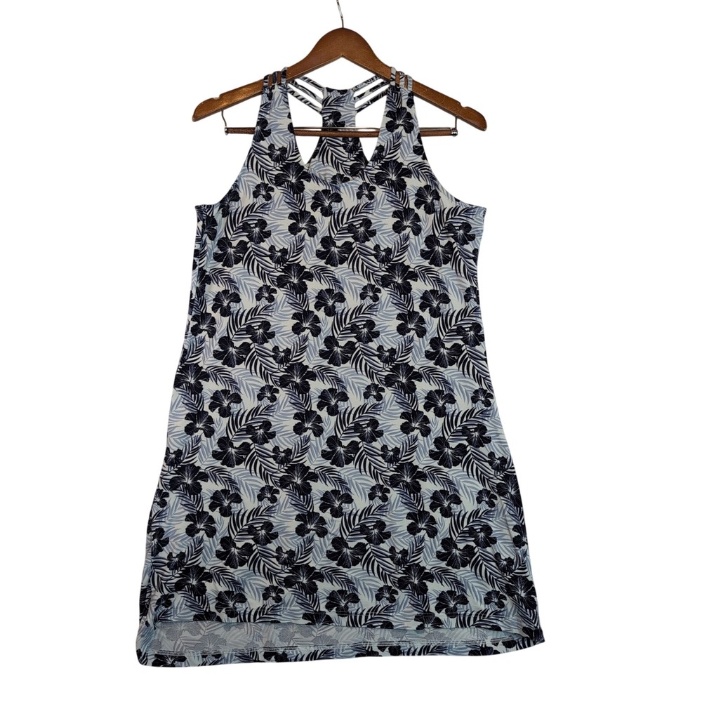 Tommy Bahama Sleepwear Womens Medium Blue White Tropical Floral Knit Nightgown